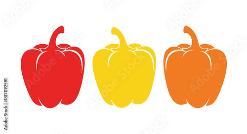 Colorful bell peppers in red yellow and orange hues displayed together