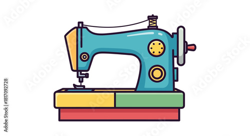Colorful vintage sewing machine illustration a charming handcrafted textile tool
