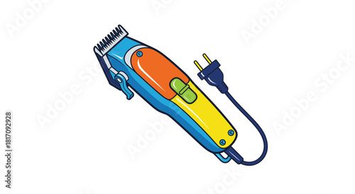 Colorful hair clippers with a plug illustration grooming tool for hair cutting