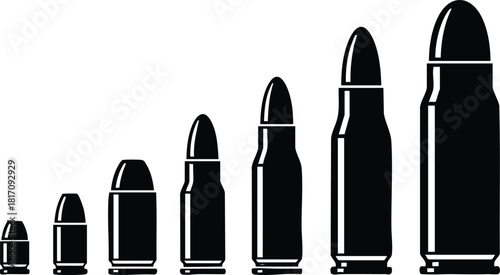 Bullet vector illustration showcasing various sizes in a linear arrangement for design projects and educational purposes 