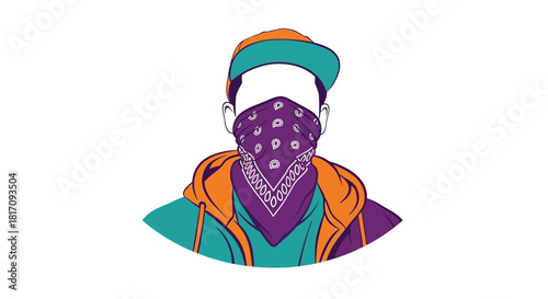 Stylish portrait of a person wearing a bandana and cap