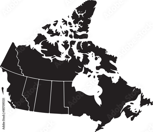 Canada Map Vector Outline Geographic Borders Country Illustration