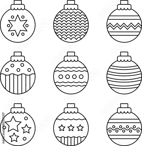 Christmas Ornament Outline Icons