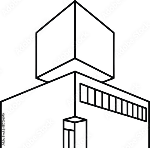 Abstract geometric building outline with sharp angles and clean lines
