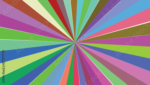 Colorful Burst of Abstract Geometric Rays Emanating from a Central Point, Vibrant Backdrop