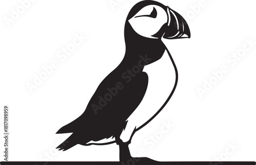 Puffin Silhouette Vector Illustration Seabird