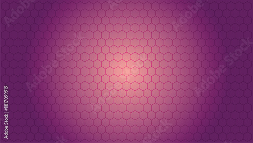 A vibrant purple hexagonal pattern background featuring a central luminous glow, this modern geometric abstract design is a versatile vector illustration