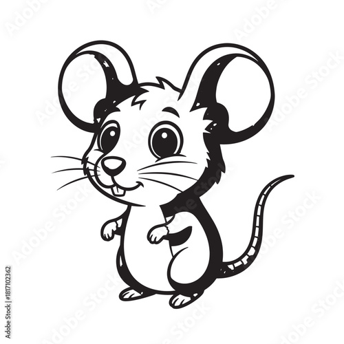 Cute cartoon mouse character standing upright with big ears and friendly expression.