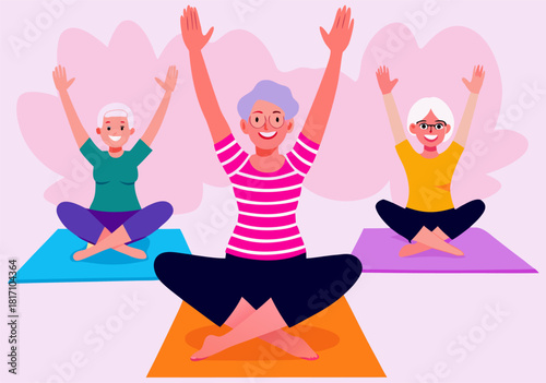 Senior Women's Joyful Yoga Class: Active Aging, Health, and Community Harmony
