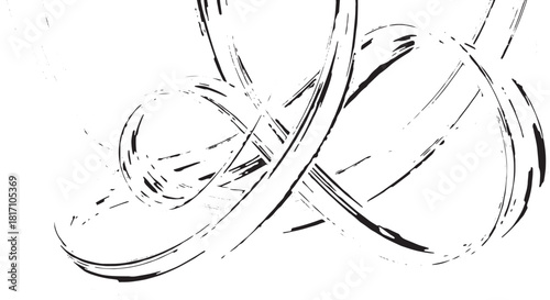 Minimalist Abstract Line Art of Interwoven Ribbons and Curves.