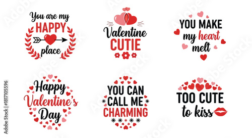 Valentines day love messages with hearts and romantic phrases for cards and social media