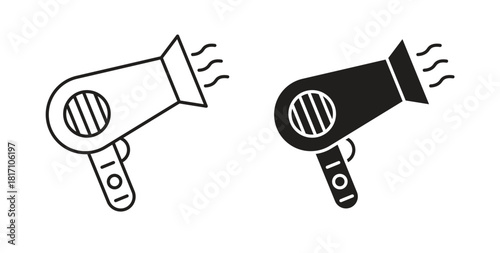 Hair dryer icon symbol. Vector EPS 10. line and glyph icon