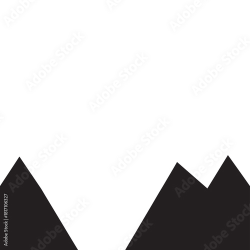 Minimalist silhouette of distant mountain peaks against a stark white sky.
