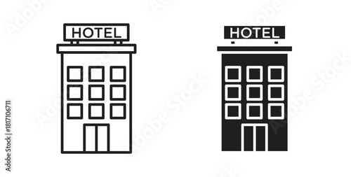 hotel icon symbol. Vector EPS 10. line and glyph icon