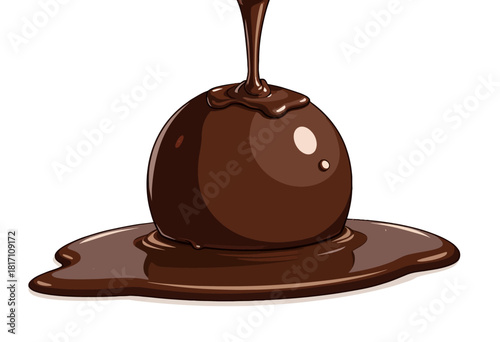 Deliciously Smooth Chocolate Ball Drizzled with Melted Chocolate, Creating an Irresistible and Luxurious Dessert Experience for Chocolate Lovers Everywhere