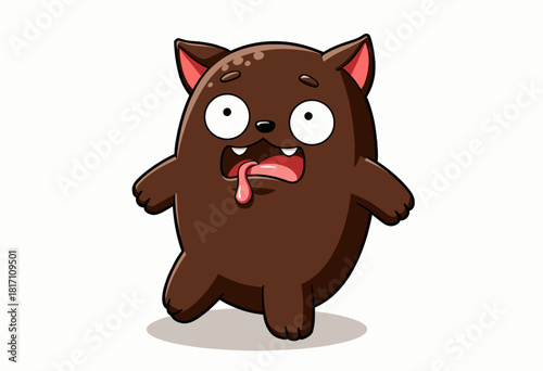 Whimsical Cartoon Creature with Wide Eyes and Floppy Ears Expressing Surprise in a Comical and Playful Animation Style