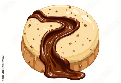 Rich and Creamy Caramel Custard Dessert with Decadent Chocolate Drizzle Artfully Swirling Across the Surface of the Delicate Sweet Pudding Structure