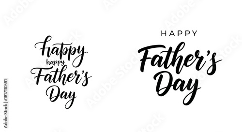 Happy fathers day greeting card with elegant black cursive typography design