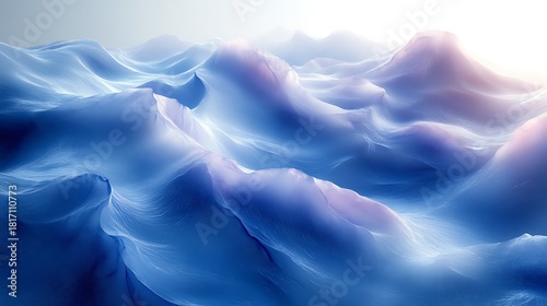 Ethereal Blue and Purple Abstract Landscape with Soft Light image photo