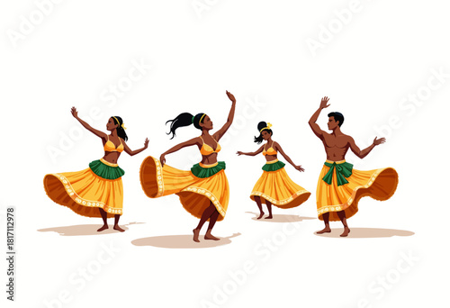 Vibrant Traditional Dance with Energetic Movements and Colorful Costumes Expressing Cultural Heritage and Celebratory Spirit on a Bright Day