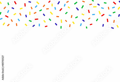 Vibrant Multicolored Confetti Sprinkles Scattered Against a Clean White Background Creating a Festive and Joyful Atmosphere for Celebration and Fun