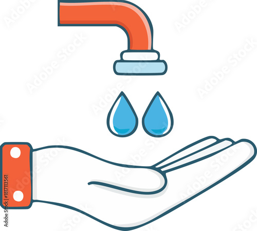 water tap isolated on white background,su damlayan el tasarruf simgesi su damlası ve el 
