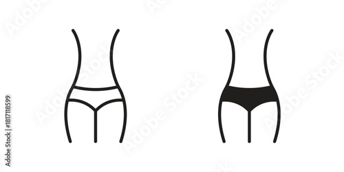 Female hips and waist icon doodle set. editable outline stroke vector eps