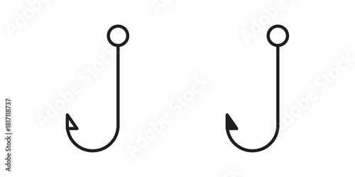 Fishing Hook icon doodle set. editable outline stroke vector eps