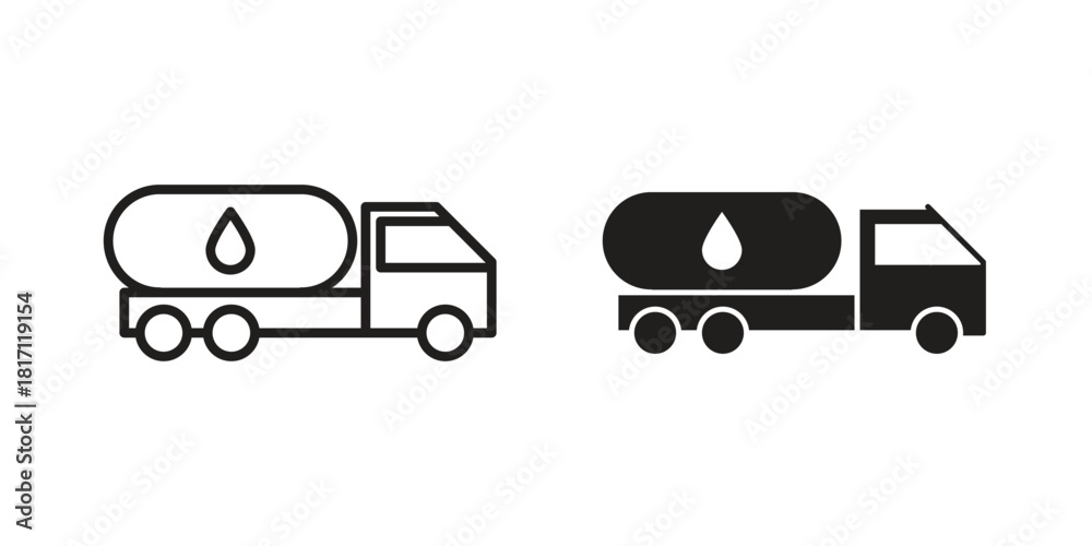 Fototapeta premium Fuel truck icon doodle set. editable outline stroke vector eps