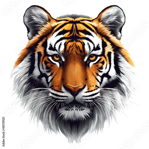 Fierce Bengal Tiger Head Portrait with Intense Orange Eyes animal wildlife photo