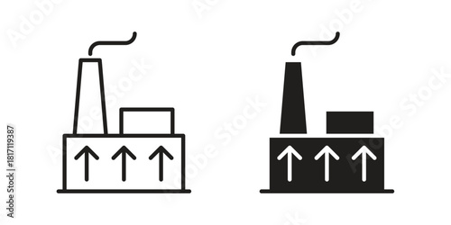 Geothermal Energy icon doodle set. editable outline stroke vector eps