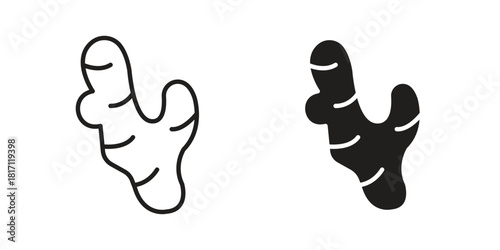 Ginger icon doodle set. editable outline stroke vector eps