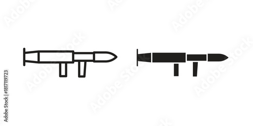 Grenade Launcher icon doodle set. editable outline stroke vector eps