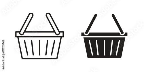 Grocery basket icon doodle set. editable outline stroke vector eps