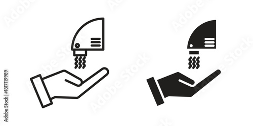 Hand dryer icon doodle set. editable outline stroke vector eps