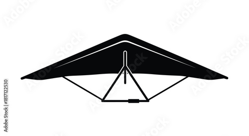 Simple black and white illustration of a hang glider in profile view