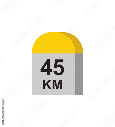 destination mile stone 45 km small stone landmark the roadside roadside distance detailed, vector illustration