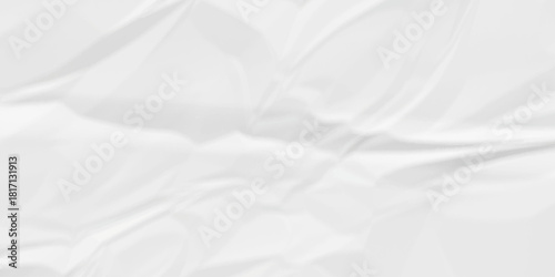 Crumpled paper Blank white crumpled and creased paper poster. Isolated light grungy wrinkled torn old paper material abstract texture background.