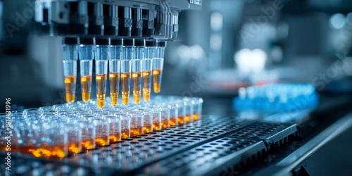 High-Tech Laboratory Equipment with Automated Pipetting System for Biological Research in a Clean Environment