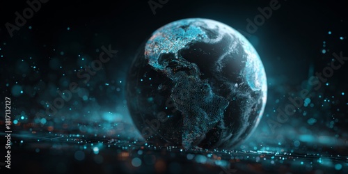 Wallpaper Mural Futuristic Digital Earth Surrounded by Data and Analytics Visuals for Technology and Business Concepts Torontodigital.ca