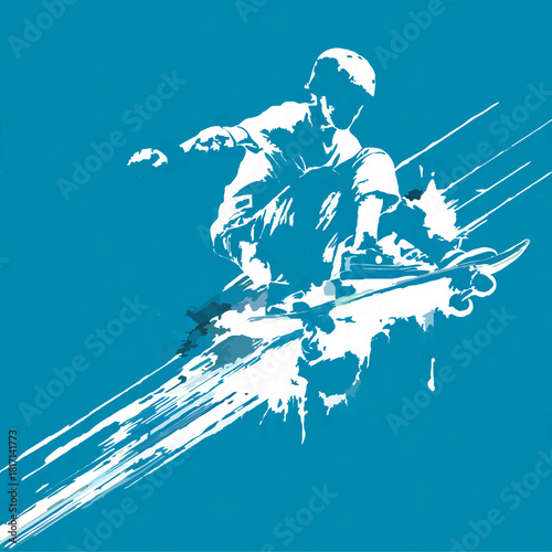 Skateboarder Performing a Trick in Mid-Air

