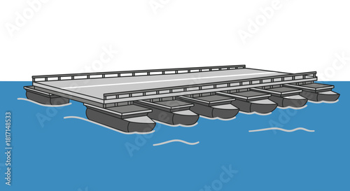 Floating bridge illustration symbolizing infrastructure over water bodies innovation
