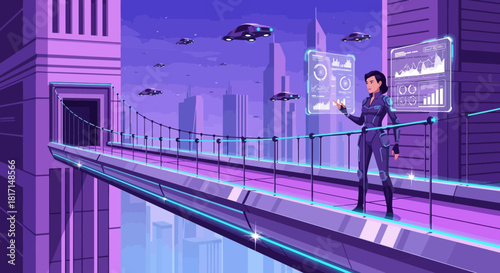 Futuristic cityscape with advanced technology and urban planning perspectives