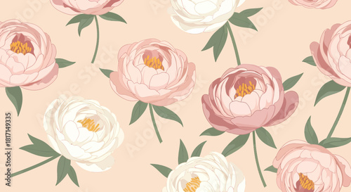 Elegant Peony Arrangement Seamless Pattern for Fashion and Decor