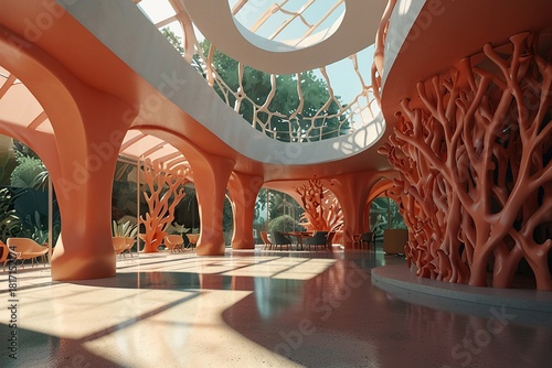 Interior room with uniq shape background illustration 