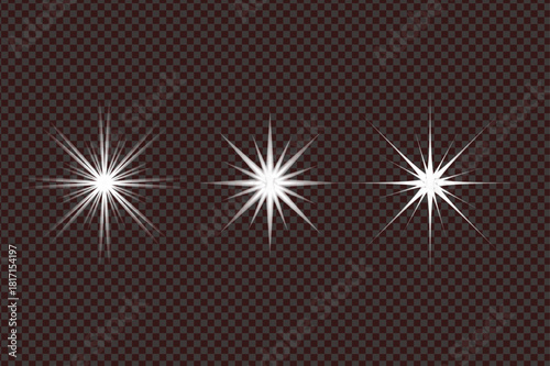 Realistic sun rays. Sunray glow abstract shine light effect starburst beam sunshine glowing isolated image. Lights flare, a star flashes, and white sun rays appear in PNG.