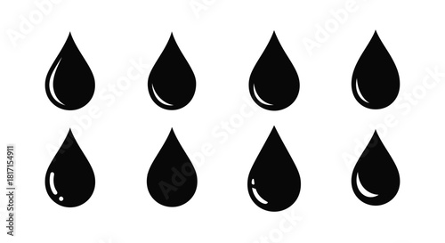 Simple black water droplet icons arranged in a symmetrical grid pattern