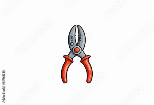 Illustration of a metal wire cutter with vibrant red ergonomic handles on a white background, depicting a tool essential for electrical or construction work