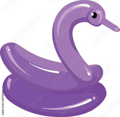 A purple balloon animal shaped like a swan
