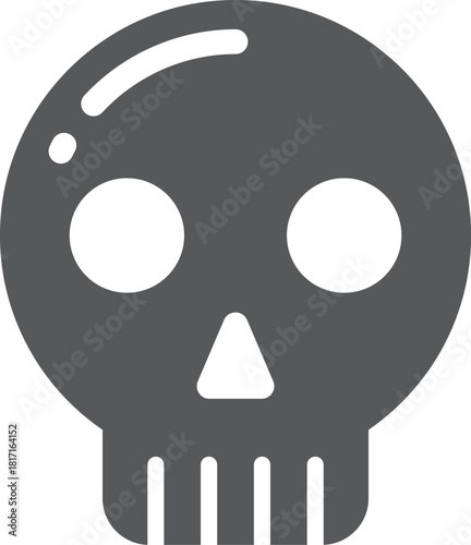 A skull with a black outline and a white background